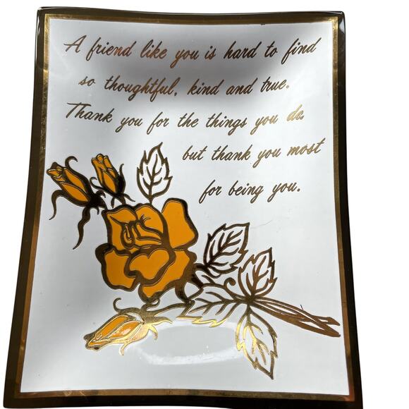 Friend Glass Plaque Houze ART Pt Marion PA USA made Vintage  with stand - Picture 1 of 4